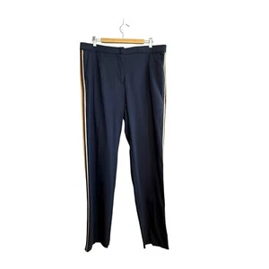 Marina Rinaldi Size 27 (20) Navy Blue Cotton Blend Side Stripe Slim Leg Pants - Picture 1 of 24