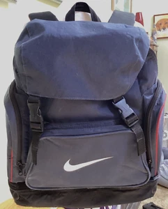 Vintage Y2K Nike Blue 5-Pocket Swoosh Logo Backpack Adjustable Strap - Picture 1 of 14