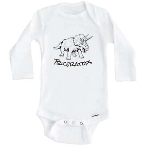Triceratops Sketch Cool Prehistoric Animal Dinosaur Long Sleeve Baby Bodysuit - Picture 1 of 2