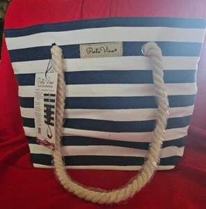 Portovino Wine Tote, striped beach tote, insulated compartment - Picture 1 of 2