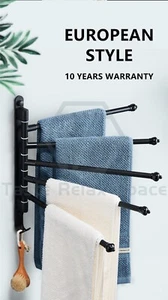 Bathroom Towel Rail Rack Hanger w/Hook Space Aluminium Wall Mounted 5 Bars - Bild 1 von 6