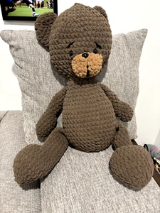 Crochet Brown Teddy Bear Handmade Doll Stuffed Animal Toy 21 inches - Picture 1 of 4