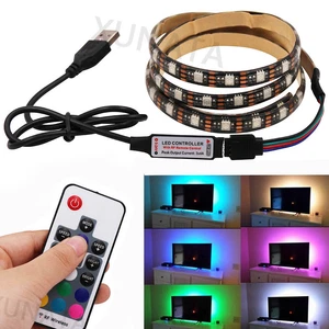 5m 1m 5V 5050 RGB LED Strip Light Colour Changing USB TV PC Back Mood Lighting - Picture 1 of 18