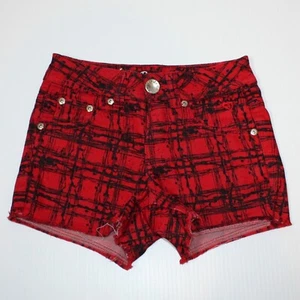 Justice Girl's Red Plaid Cut Off Shorts in size 7 - Picture 1 of 2