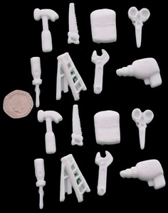 16 x Set di strumenti 3D commestibili, topper per cupcake, decorazioni matrimoni compleanni - Foto 1 di 15