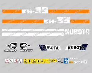 KUBOTA KH35 MINI DIGGER COMPLETE DECAL STICKER SET WITH SAFETY WARNING SIGNS - Picture 1 of 1