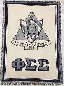 Phi Sigma Sigma Sorority Woven Tapestry Throw Blanket 48x68 Aim High Sphinx 1913 - Picture 1 of 11
