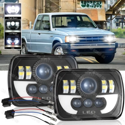 Par de faros LED 5x7" 7x6" Halo DRL Beam para Mazda B2000 B2200 B2600 RX-7 GLC Foto 1 de 4