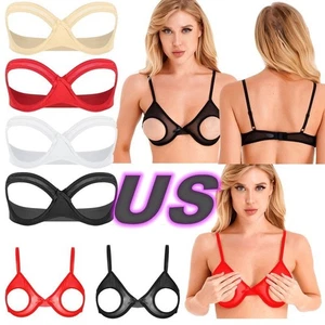 Sujetadores lencería para mujer de EE. UU. Sujetador bralette dividido para pezón Sujetador con jaula hueca - Imagen 1 de 56