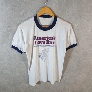 T-shirt vintage Screen Stars Love Run distrofia muscolare anni 90 USA uomo M bianca - Foto 1 di 7