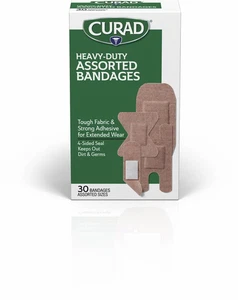 Extra-Long Heavy-Duty Bandages, Assorted Sizes, 30 Count, 1 Box - Picture 1 of 12