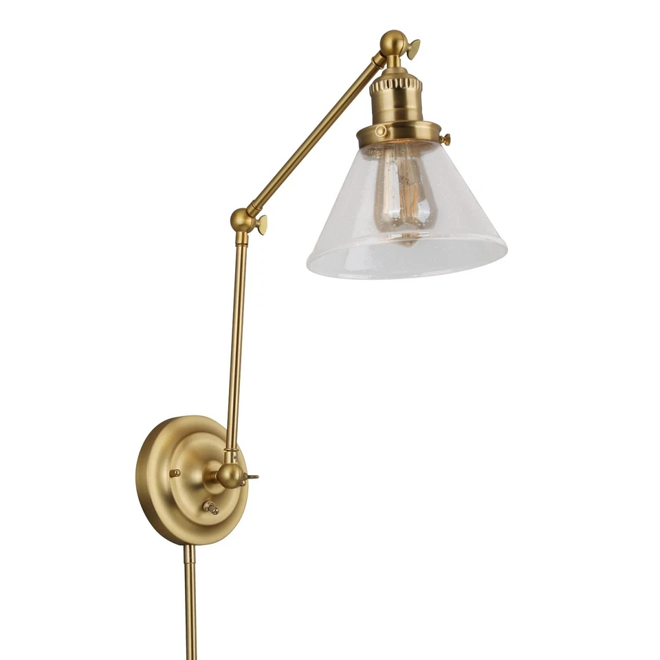 Augustin Wall Sconce, 1-Light, Swing Arm, Seeded Glass, Hardwire/Plug-in Easy... - Image 1 of 4