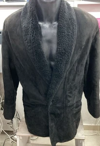 Manteau En Laine SHEARLING CANADA Pour Homme Couleur Noir Taille 52 Cod. AE176 - Imagen 1 de 8
