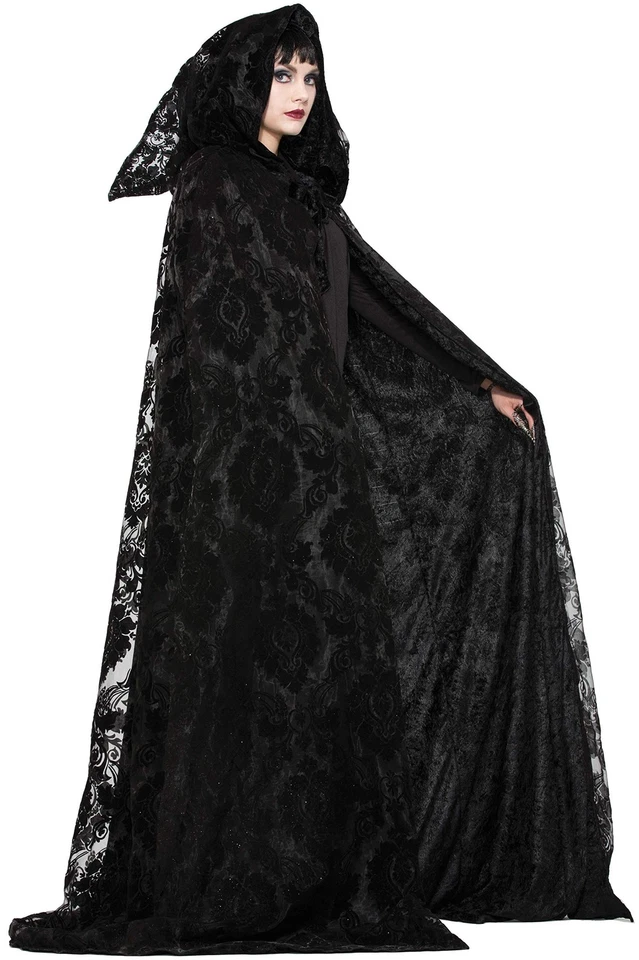 Wizard Witch Midnight Black Reversible Cloak Cape Womens Costume Accessory