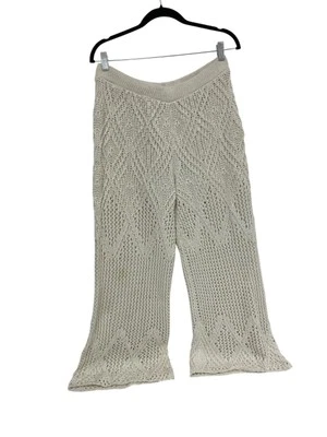 Pantalones de mujer Zara crochet grandes L crema marfil tejido abierto pierna recta 2308/012 nuevos con etiquetas Foto 1 de 4