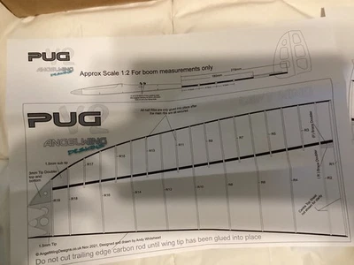 Pug dlg sailplane kit by Angel wings w/ covering,2 servos,wing bags - Image 1 of 4