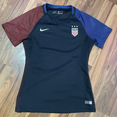 Nike Women’s S USMNT USA 2016 Away Soccer Football Jersey Kit Black Colorblock - Image 1 of 4