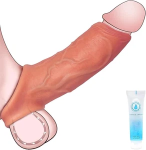 Extensor de manga de pene súper grueso realista con textura potenciador de circunferencia GB - Imagen 1 de 9