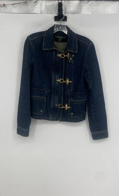 Chaqueta de Jean Lauren Ralph Lauren Mujer Azul Dorado Bolsillos en Gancho y Ojos Talla Mediana Foto 1 de 4