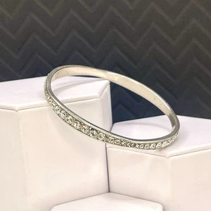 Brighton Light Hearted Bangle Clear  Swarovski Crystal Silver Tone Bracelet - Picture 1 of 7