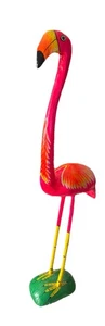 39 Zoll große rosa Flamingo Statue handbemalt geschnitzt Holz - Bild 1 von 11