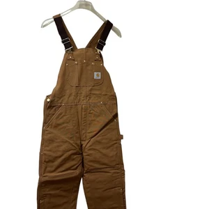 Vtg Carhartt Duck Zip to Knee Bib Overalls Quilt Lined R02 BRN 36 X 36 NEW NOS - Picture 1 of 8