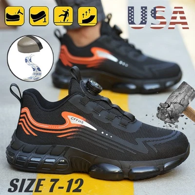 Mens Safety Work Shoes Rotating Puncture-Proof Steel Toe Indestructible Sneakers - Image 1 of 4