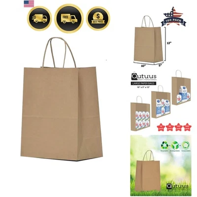 Bolsas de papel Kraft a granel 100 piezas 10x5x13 pulgadas recicladas bolsa de compras de regalo Foto 1 de 4