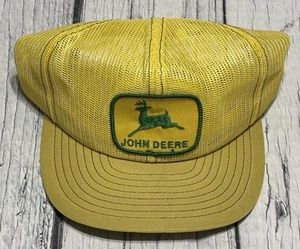 Vintage John Deere Trucker Hat Full Mesh Patch Yellow Farmer Agriculture - Picture 1 of 6