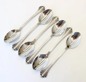 6 Towle Colonial Plume Pattern 18/8 Stainless Place/Oval Soup Spoons Set Germany - Picture 1 of 3