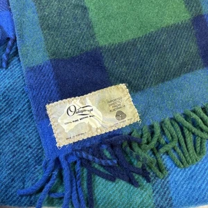Manta de Colección Onkaparinga Verde Azul a Cuadros Lana Merino Australia 47x34.5 pulgadas - Imagen 1 de 24