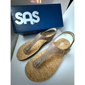 Marina T Strap Sandals SAS® Women's size 11 M Brown Leather Cork 2850 - Picture 1 of 8