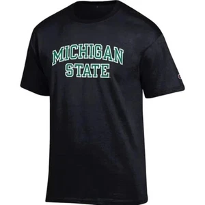 Champion MICHIGAN STATE Short Sleeve T-Shirt BLACK siz 2XL 100% Cotton Crew Neck - Picture 1 of 9