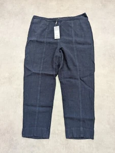 Pantalone Sahara donna extra large blu navy lino viscosa Lagenlook consistenza gamba slim - Foto 1 di 10