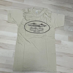 Vtg Brooklyn Bridge Centennial Celebration T-Shirt Single Stitch USA 80s Size S - Picture 1 of 7