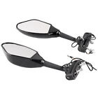 2x LED Turn Signals Rear View Mirrors For Universal all Street Bikes Black