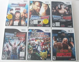 Nintendo Wii Fighting Games Lot Smash Bros Brawl WWE SmackDown Raw TNA Wrestling - Picture 1 of 24