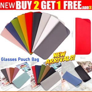 Portable Slim Soft Leather Spectacle Glasses Case Bag Eyewear Sunglasses Holder - Picture 1 of 25