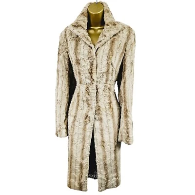 Karen Millen 14 Reino Unido Vintage Crema Beige Imitación Piel Vestido Abrigo Chaqueta Fiesta Noche Foto 1 de 4
