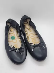 SAM EDELMAN Felicia Black Leather Ballet Flats Shoes Size 5.5 - Picture 1 of 7
