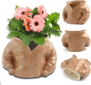 Ceramic Pot Denim Clothes Planter Small Unique Succulent Plant Pots Home Decor - Picture 1 of 13