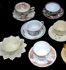 Mixed Lot of 8 Pcs Vtg Cups & Saucers Bone China  England/Japan/Ireland/Germany - Picture 1 of 10