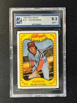 Tug McGraw, 1981 Kellogg's 3D Super Stars, #37, Card Graded BSA 9.3 - Image 1 of 2