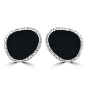 Gemistry 925 Sterling Silver Genuine Black Onyx Stud Earrings - Picture 1 of 6
