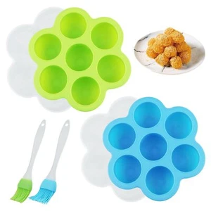 Silicone Air Fryer Egg Bite Mold 2 Pcs Reusable Egg Bites Pan with Lid + 2 Pc... - Picture 1 of 9