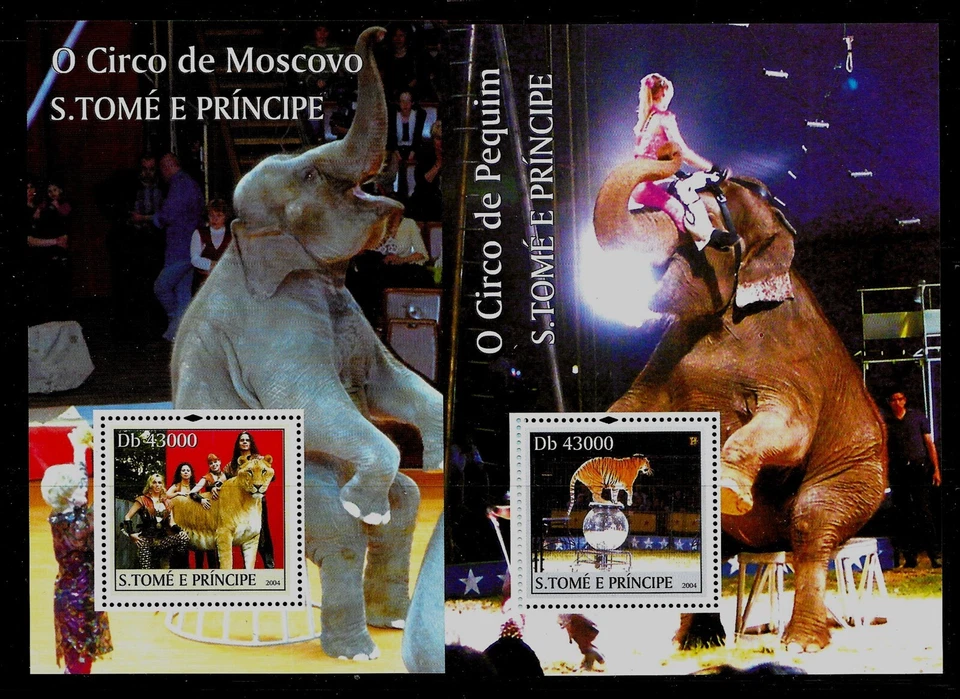 St. THOMAS & PRINCE ISL. - Edición 2 s/s de 2004 - ELEPHANT CIRCUS Foto 1 de 1