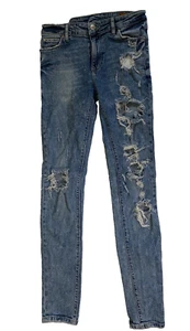 ASOS Men's Distressed Slim Fit Jeans Sz 30 x 32 Blue Denim, 5 Pocket, 1990s - Picture 1 of 15