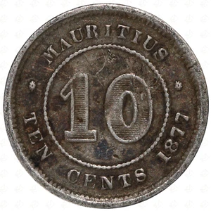 1877 Mauritius Victoria 10 Cent Münze - Bild 1 von 2