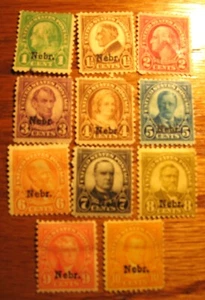 Complete set of 1929 NEBR Stamps - 11 Stamps in all - Picture 1 of 5
