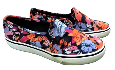 Tenis Keds talla 6 Doble Piso NEGRITA Floral Negro Púrpura Rojo Rosa Naranja Usados en Excelente Condición Foto 1 de 4
